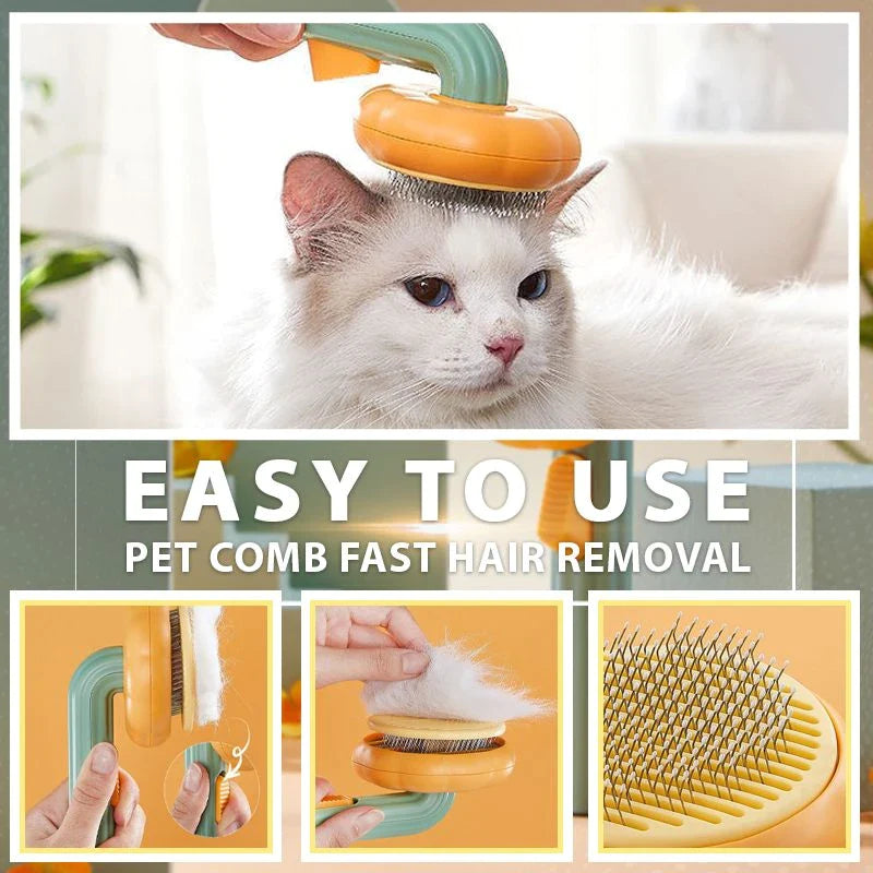 Pumpkin Cat Brush Comb for Pet Grooming Removes Loose Underlayers Tangled Hair Remover Brush Pet Hair Shedding Self Cleaning