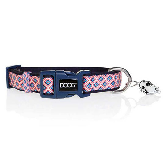 Doog Neoprene Dog Collar (Gromit - Navy White Red Chevron)