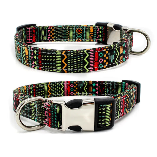 Bohemian Printing Pet Dog Collars and Leash Fashion Durable Dogs Collar Leashes High Quality Exquisite Boho Pets Supplies