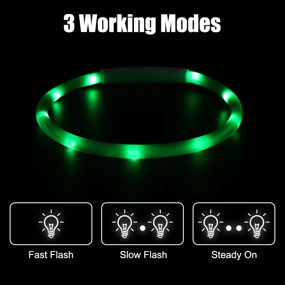 NICEYARD Rechargeable LED Night Dog Collars Glowing Luminous Pet Dog Collar Usb Dog Collar Night Safety Flashing